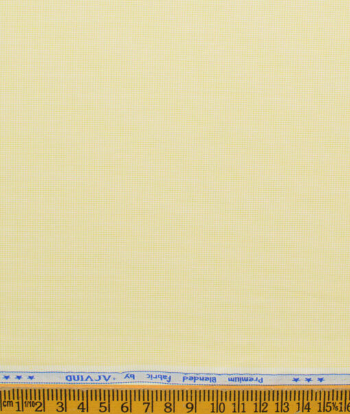 Arvind Men's Cotton Blend Wrinkle Free Self Design 2.25 Meter Unstitched Shirting Fabric (Yellow )