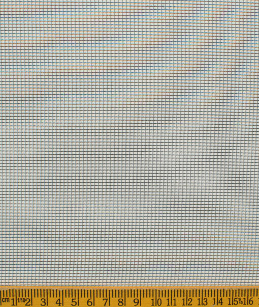Cotton Fusion Men's Cotton Blend Wrinkle Free Checks 2.25 Meter Unstitched Shirting Fabric (White & Black)