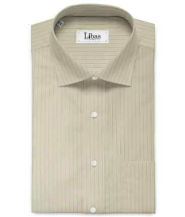 Cotton Fusion Men's Cotton Blend Wrinkle Free Striped 2.25 Meter Unstitched Shirting Fabric (Beige)