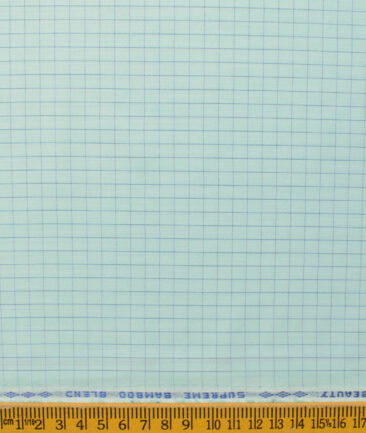 Cotton Fusion Men's Cotton Blend Wrinkle Free Checks 2.25 Meter Unstitched Shirting Fabric (Mint Green)