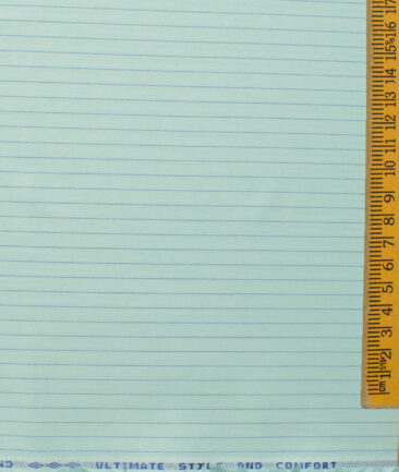 Cotton Fusion Men's Cotton Blend Wrinkle Free Striped 2.25 Meter Unstitched Shirting Fabric (Mint Green)