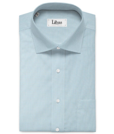 Cotton Fusion Men's Cotton Blend Wrinkle Free Structured 2.25 Meter Unstitched Shirting Fabric (Arctic Blue)
