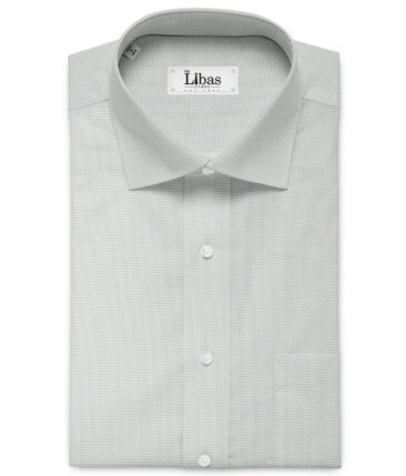 Cotton Fusion Men's Cotton Blend Wrinkle Free Structured 2.25 Meter Unstitched Shirting Fabric (White & Grey)