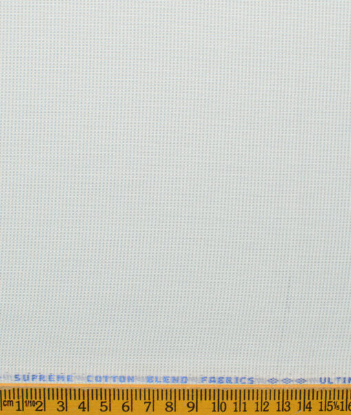 Cotton Fusion Men's Cotton Blend Wrinkle Free Structured 2.25 Meter Unstitched Shirting Fabric (White & Grey)