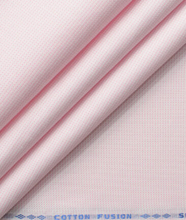 Cotton Fusion Men's Cotton Blend Wrinkle Free Structured 2.25 Meter Unstitched Shirting Fabric (Pink)