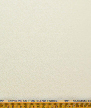 Cotton Fusion Men's Cotton Blend Wrinkle Free Jacquard 2.25 Meter Unstitched Shirting Fabric (Cream)