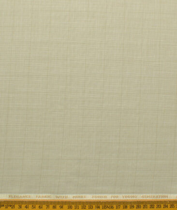 J.Hampstead Men's Polyester Viscose Checks 3.75 Meter Unstitched Suiting Fabric (Beige)