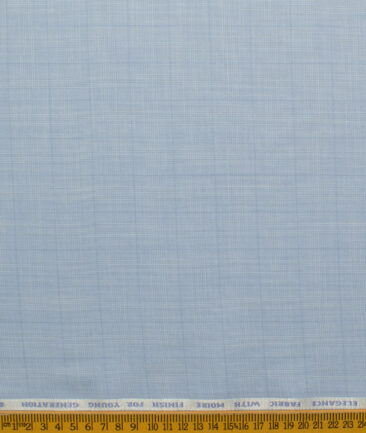 J.Hampstead Men's Polyester Viscose Checks 3.75 Meter Unstitched Suiting Fabric (Sky Blue)
