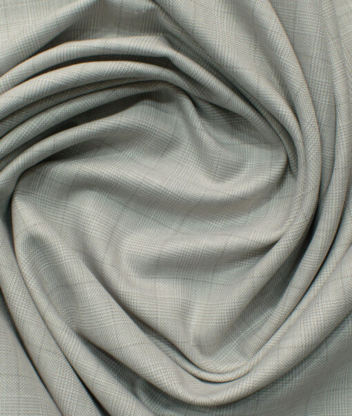 J.Hampstead Men's Polyester Viscose Checks 3.75 Meter Unstitched Suiting Fabric (Light Grey)