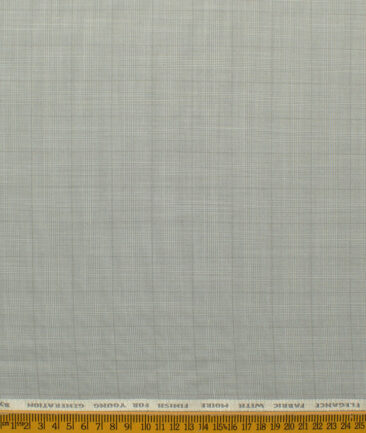 J.Hampstead Men's Polyester Viscose Checks 3.75 Meter Unstitched Suiting Fabric (Light Grey)