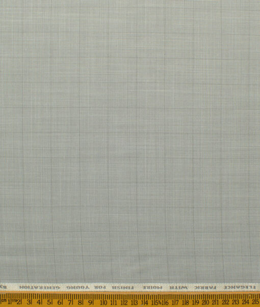 J.Hampstead Men's Polyester Viscose Checks 3.75 Meter Unstitched Suiting Fabric (Light Grey)