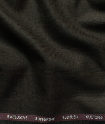 J.Hampstead Men's Polyester Viscose Checks 3.75 Meter Unstitched Suiting Fabric (Dark Brown)