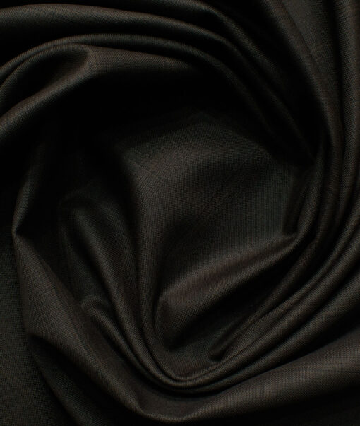 J.Hampstead Men's Polyester Viscose Checks 3.75 Meter Unstitched Suiting Fabric (Dark Brown)