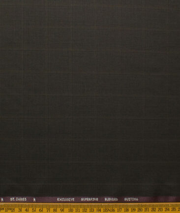 J.Hampstead Men's Polyester Viscose Checks 3.75 Meter Unstitched Suiting Fabric (Dark Brown)