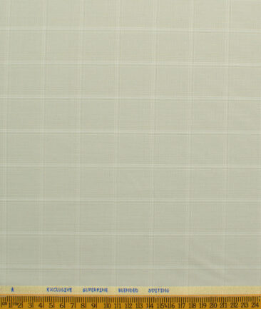 J.Hampstead Men's Polyester Viscose Checks 3.75 Meter Unstitched Suiting Fabric (Pistachious Cream)