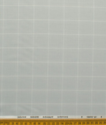 J.Hampstead Men's Polyester Viscose Checks 3.75 Meter Unstitched Suiting Fabric (Light Grey)