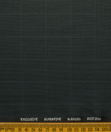 J.Hampstead Men's Polyester Viscose Checks 3.75 Meter Unstitched Suiting Fabric (Dark Grey)