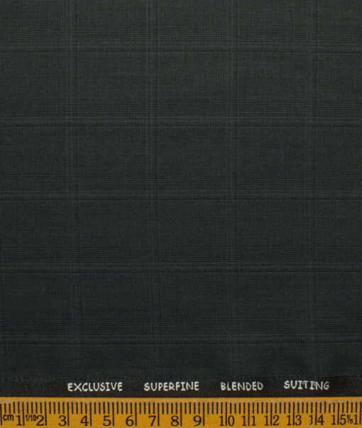 J.Hampstead Men's Polyester Viscose Checks 3.75 Meter Unstitched Suiting Fabric (Dark Grey)