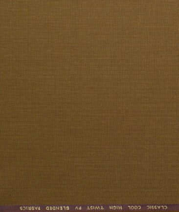 J.Hampstead Men's Polyester Viscose Structured 3.75 Meter Unstitched Suiting Fabric (Peanut Brown)
