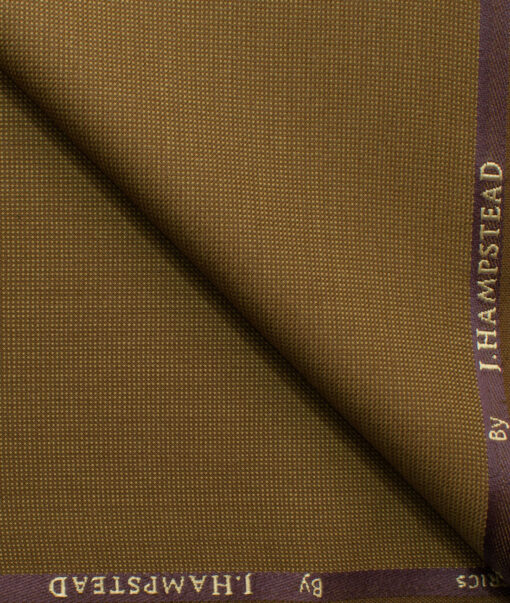 J.Hampstead Men's Polyester Viscose Structured 3.75 Meter Unstitched Suiting Fabric (Peanut Brown)