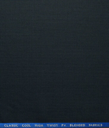 J.Hampstead Men's Polyester Viscose Structured 3.75 Meter Unstitched Suiting Fabric (Dark Blue)