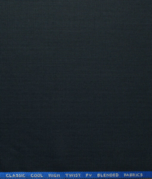 J.Hampstead Men's Polyester Viscose Structured 3.75 Meter Unstitched Suiting Fabric (Dark Blue)