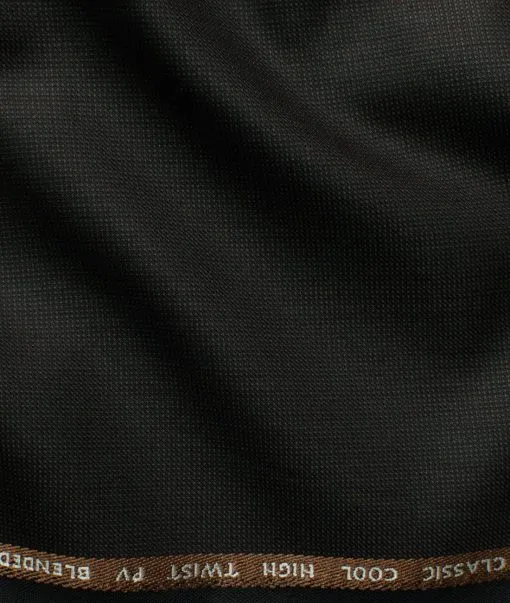 J.Hampstead Men's Polyester Viscose Structured 3.75 Meter Unstitched Suiting Fabric (Dark Brown)