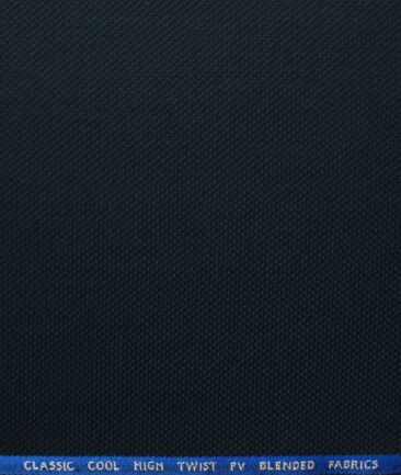 J.Hampstead Men's Polyester Viscose Structured 3.75 Meter Unstitched Suiting Fabric (Dark Blue)