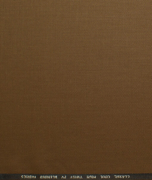 J.Hampstead Men's Polyester Viscose Structured 3.75 Meter Unstitched Suiting Fabric (Caramel Brown)