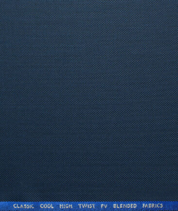 J.Hampstead Men's Polyester Viscose Structured 3.75 Meter Unstitched Suiting Fabric (Dark Royal Blue)