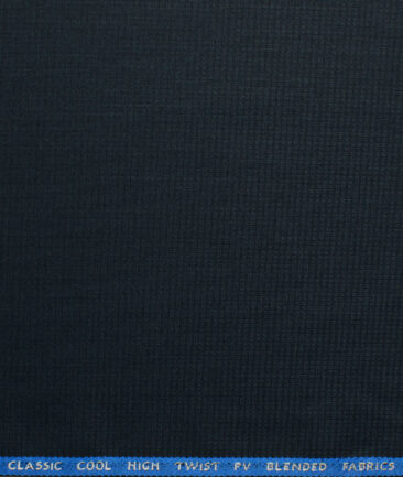 J.Hampstead Men's Polyester Viscose Structured 3.75 Meter Unstitched Suiting Fabric (Dark Blue)