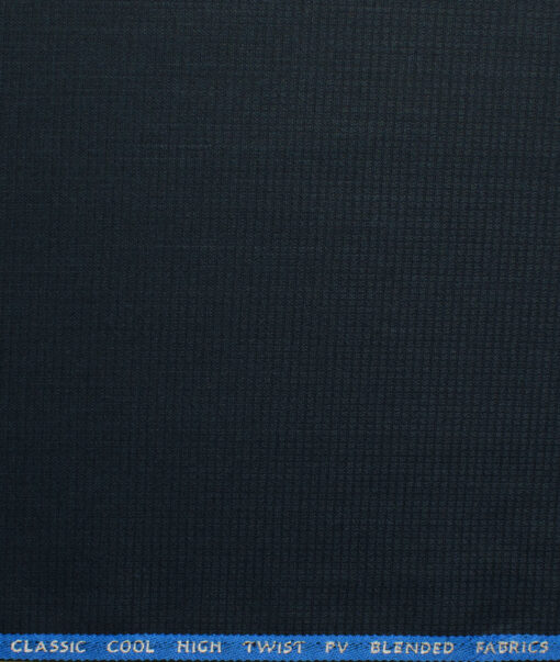 J.Hampstead Men's Polyester Viscose Structured 3.75 Meter Unstitched Suiting Fabric (Dark Blue)