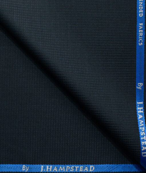 J.Hampstead Men's Polyester Viscose Structured 3.75 Meter Unstitched Suiting Fabric (Dark Blue)