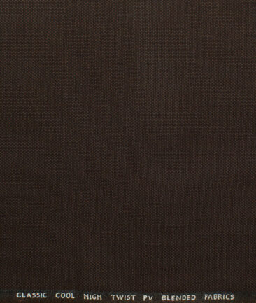 J.Hampstead Men's Polyester Viscose Structured 3.75 Meter Unstitched Suiting Fabric (Umber Brown)