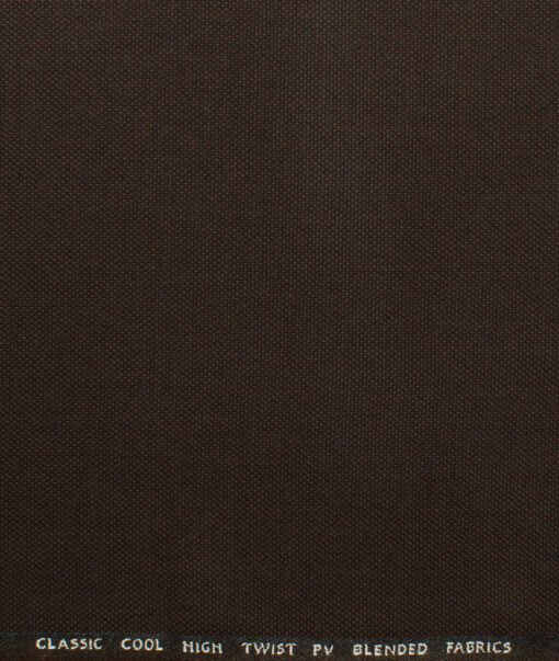J.Hampstead Men's Polyester Viscose Structured 3.75 Meter Unstitched Suiting Fabric (Umber Brown)