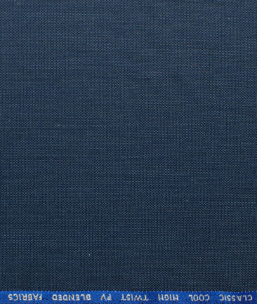 J.Hampstead Men's Polyester Viscose Structured 3.75 Meter Unstitched Suiting Fabric (Blue)