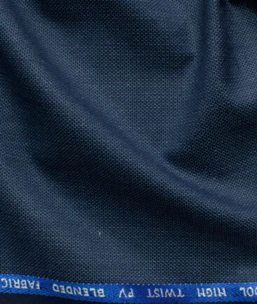 J.Hampstead Men's Polyester Viscose Structured 3.75 Meter Unstitched Suiting Fabric (Blue)