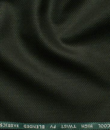 J.Hampstead Men's Polyester Viscose Structured 3.75 Meter Unstitched Suiting Fabric (Dark Seaweed Green)