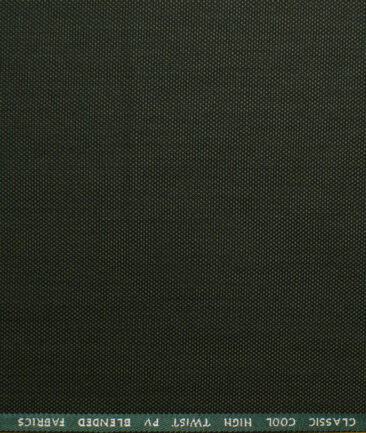 J.Hampstead Men's Polyester Viscose Structured 3.75 Meter Unstitched Suiting Fabric (Dark Seaweed Green)