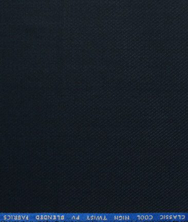 J.Hampstead Men's Polyester Viscose Structured 3.75 Meter Unstitched Suiting Fabric (Dark Navy Blue)