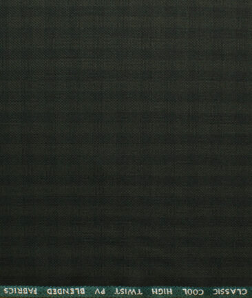 J.Hampstead Men's Polyester Viscose Checks 3.75 Meter Unstitched Suiting Fabric (Dark Green)