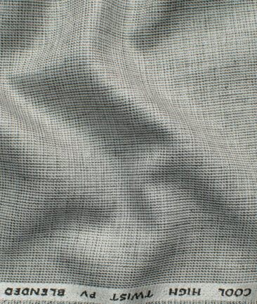 J.Hampstead Men's Polyester Viscose Self Design 3.75 Meter Unstitched Suiting Fabric (Silver Grey)