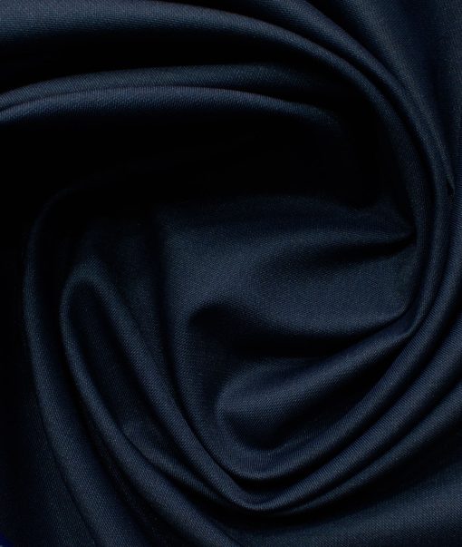 J.Hampstead Men's Polyester Viscose Self Design 3.75 Meter Unstitched Suiting Fabric (Dark Royal Blue Shiny)