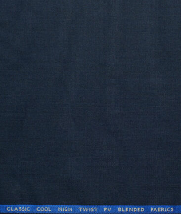 J.Hampstead Men's Polyester Viscose Self Design 3.75 Meter Unstitched Suiting Fabric (Dark Royal Blue Shiny)