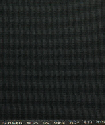 J.Hampstead Men's Polyester Viscose Structured 3.75 Meter Unstitched Suiting Fabric (Black)