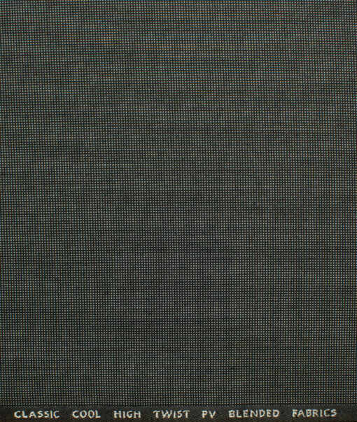 J.Hampstead Men's Polyester Viscose Structured 3.75 Meter Unstitched Suiting Fabric (Black & Light Grey)