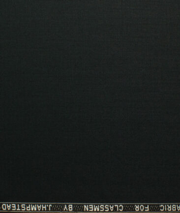 J.Hampstead Men's Polyester Viscose Solids 3.75 Meter Unstitched Suiting Fabric (Black)