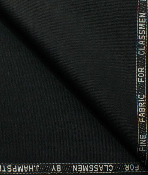 J.Hampstead Men's Polyester Viscose Solids 3.75 Meter Unstitched Suiting Fabric (Black)