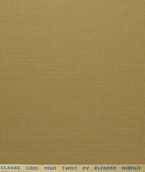 J.Hampstead Men's Polyester Viscose Structured 3.75 Meter Unstitched Suiting Fabric (Fawn Beige)