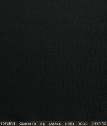 J.Hampstead Men's Polyester Viscose Structured 3.75 Meter Unstitched Suiting Fabric (Black)